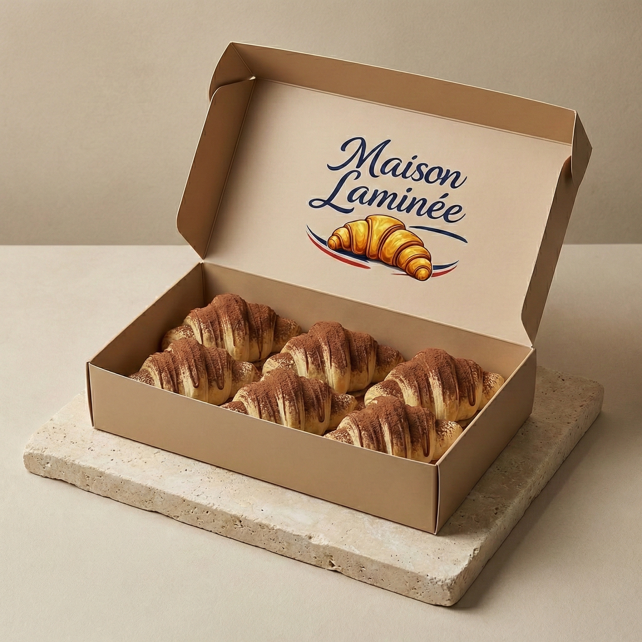 6 chocolate–cocoa croissants