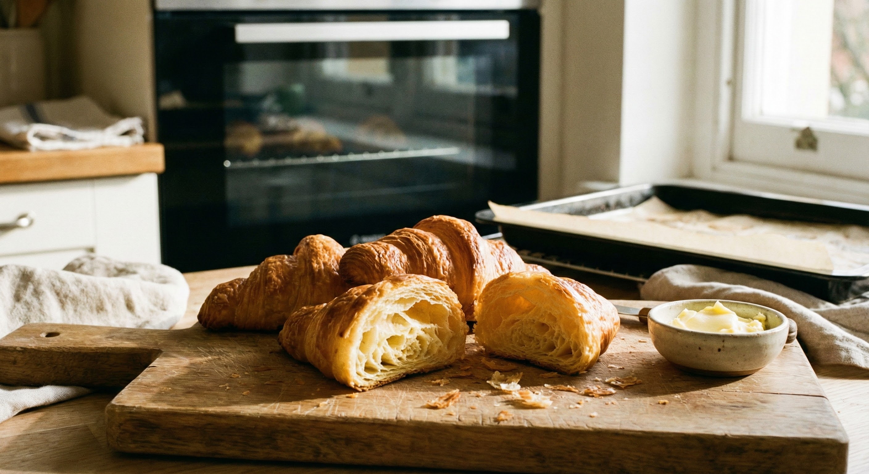 Freshly baked croissants at home